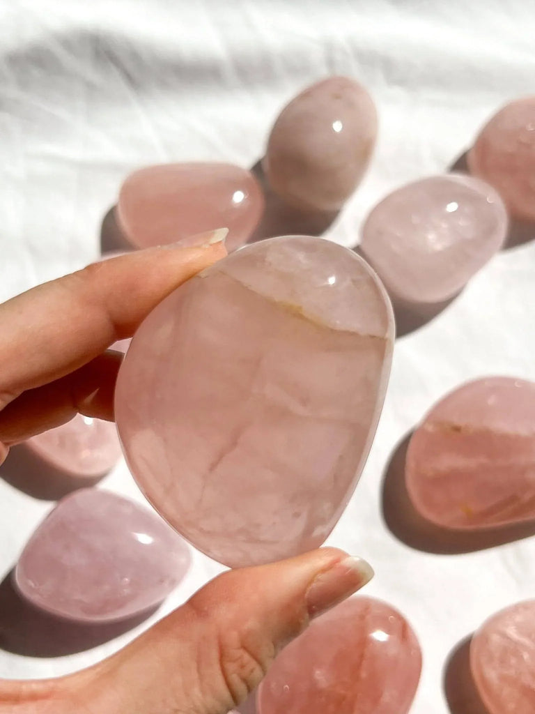 Rose Quartz Palm Stone | Medium - Unearthed Crystals