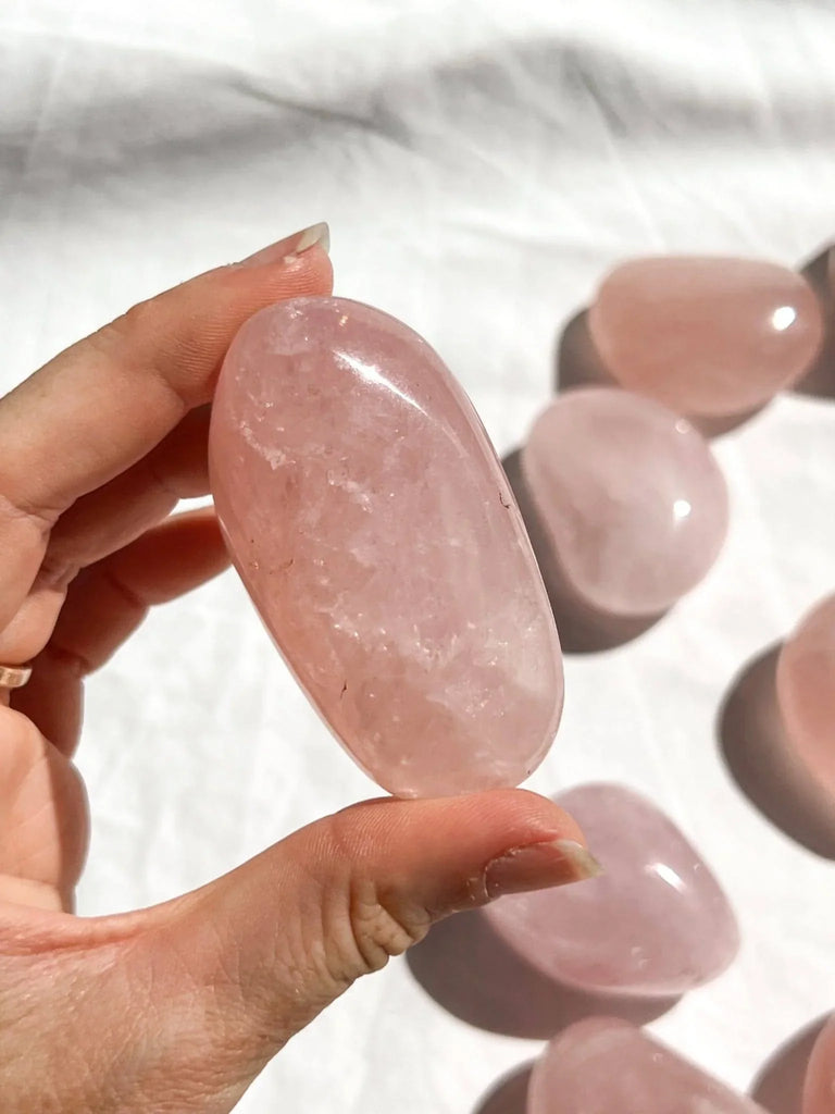 Rose Quartz Palm Stone | Medium - Unearthed Crystals