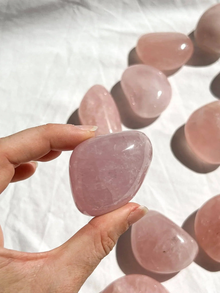 Rose Quartz Palm Stone | Medium - Unearthed Crystals
