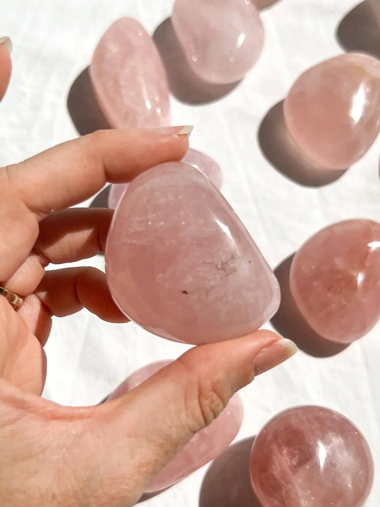 Rose Quartz Palm Stone | Medium - Unearthed Crystals