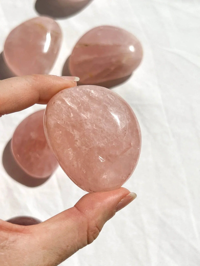 Rose Quartz Palm Stone | Medium - Unearthed Crystals