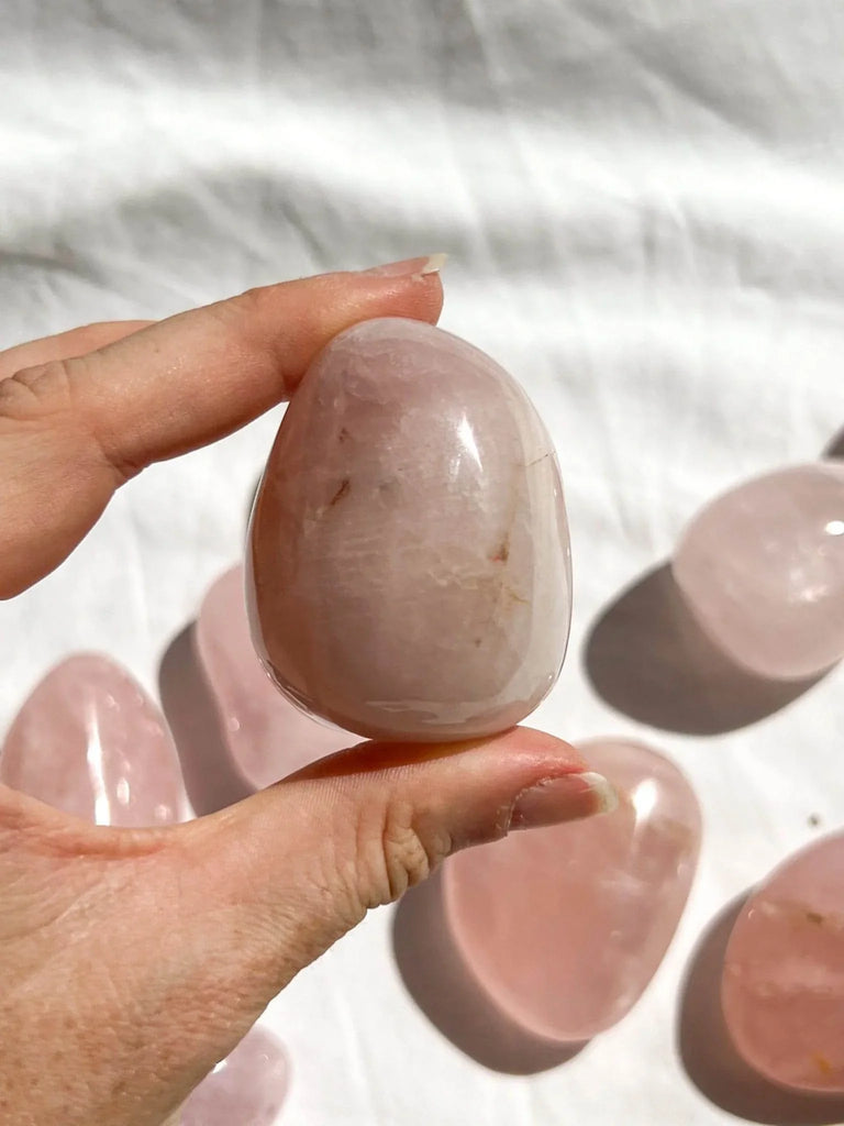 Rose Quartz Palm Stone | Medium - Unearthed Crystals