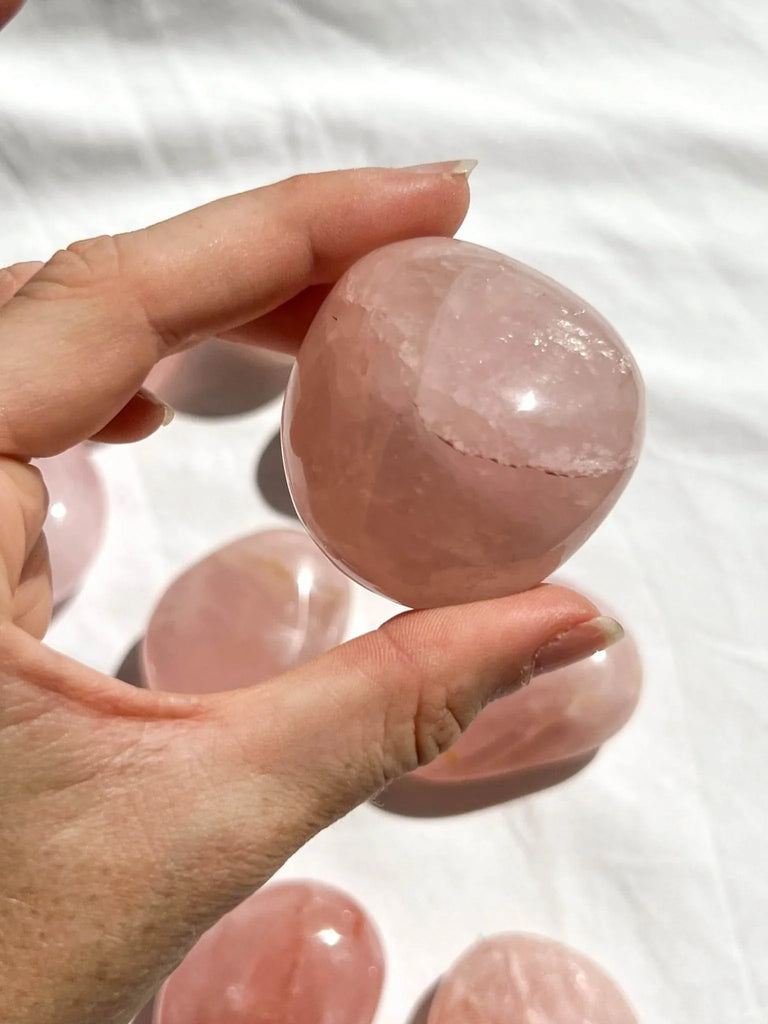 Rose Quartz Palm Stone | Medium - Unearthed Crystals