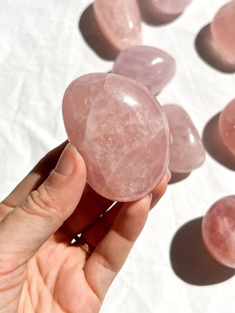 Rose Quartz Palm Stone | Medium - Unearthed Crystals
