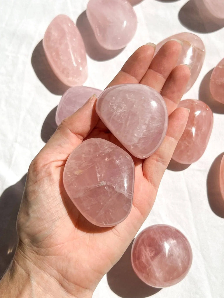 Rose Quartz Palm Stone | Medium - Unearthed Crystals