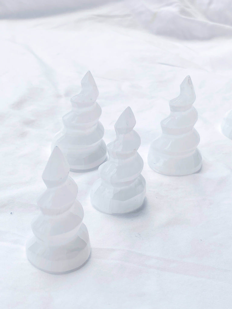 Selenite Unicorn Horn Carving | Mini - Unearthed Crystals
