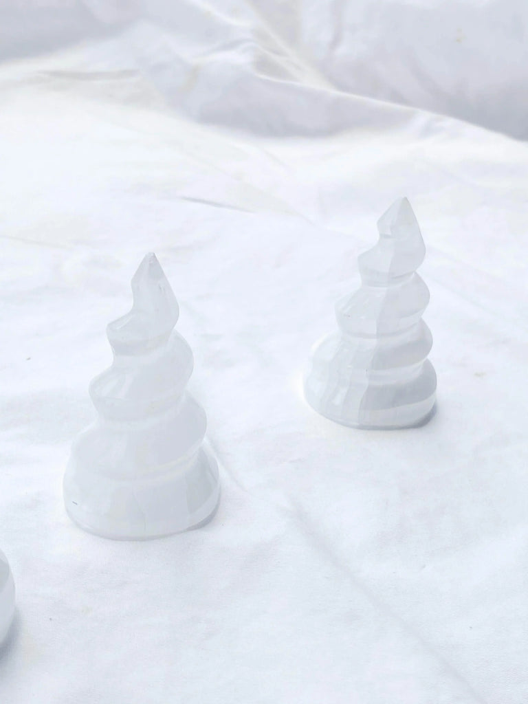 Selenite Unicorn Horn Carving | Mini - Unearthed Crystals
