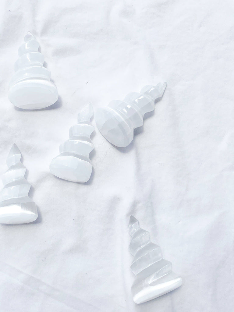 Selenite Unicorn Horn Carving | Mini - Unearthed Crystals