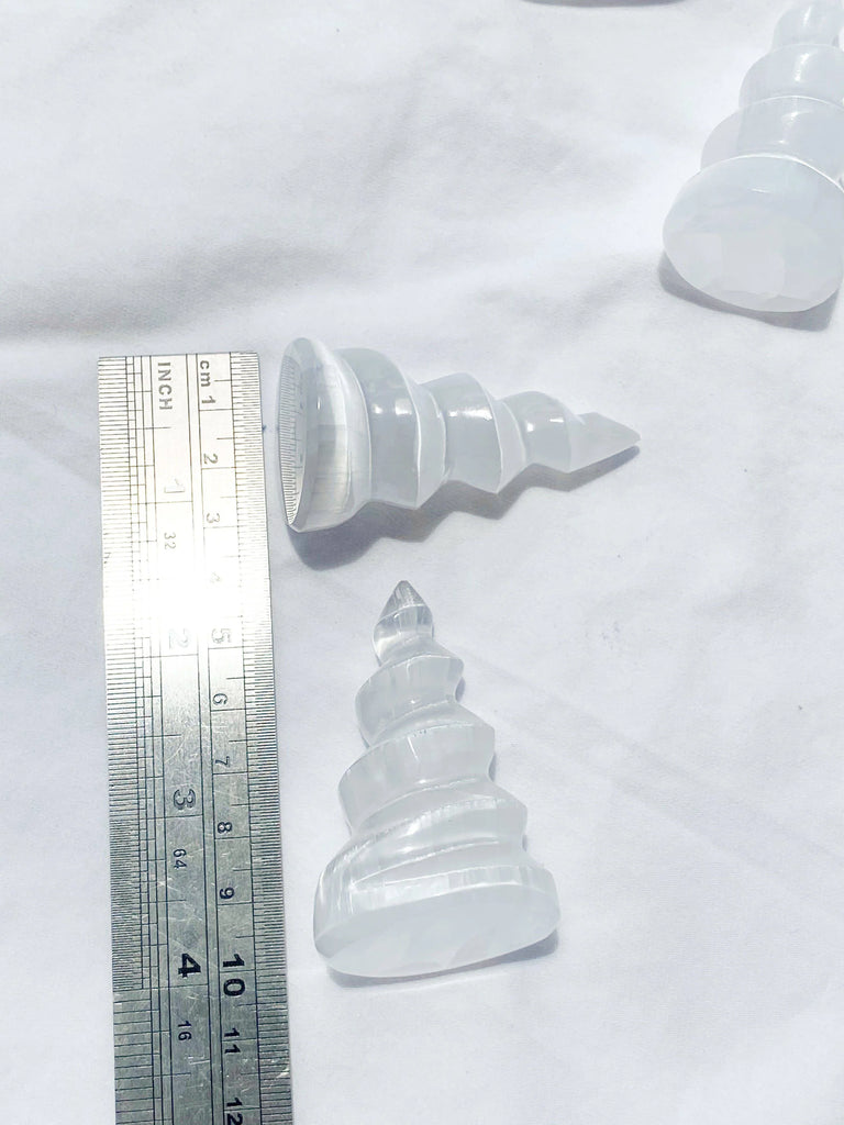 Selenite Unicorn Horn Carving | Mini - Unearthed Crystals