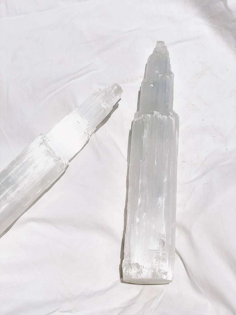 Selenite Tower Carving | Extra Large - Unearthed Crystals