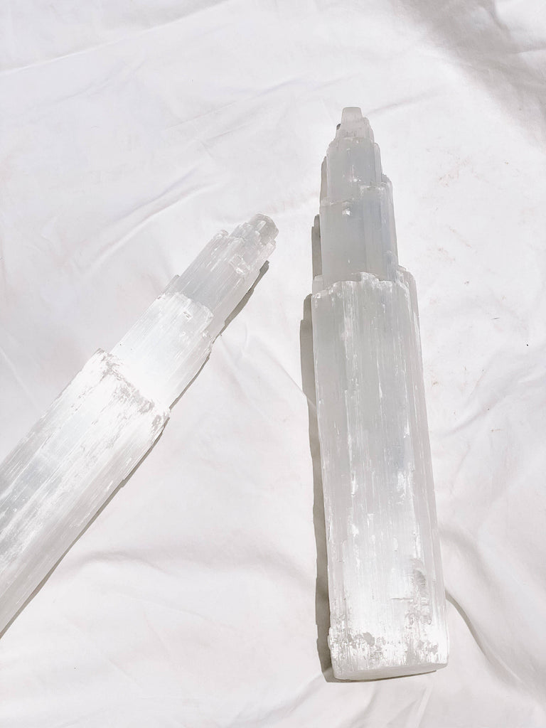 Selenite Tower Carving | Extra Large - Unearthed Crystals