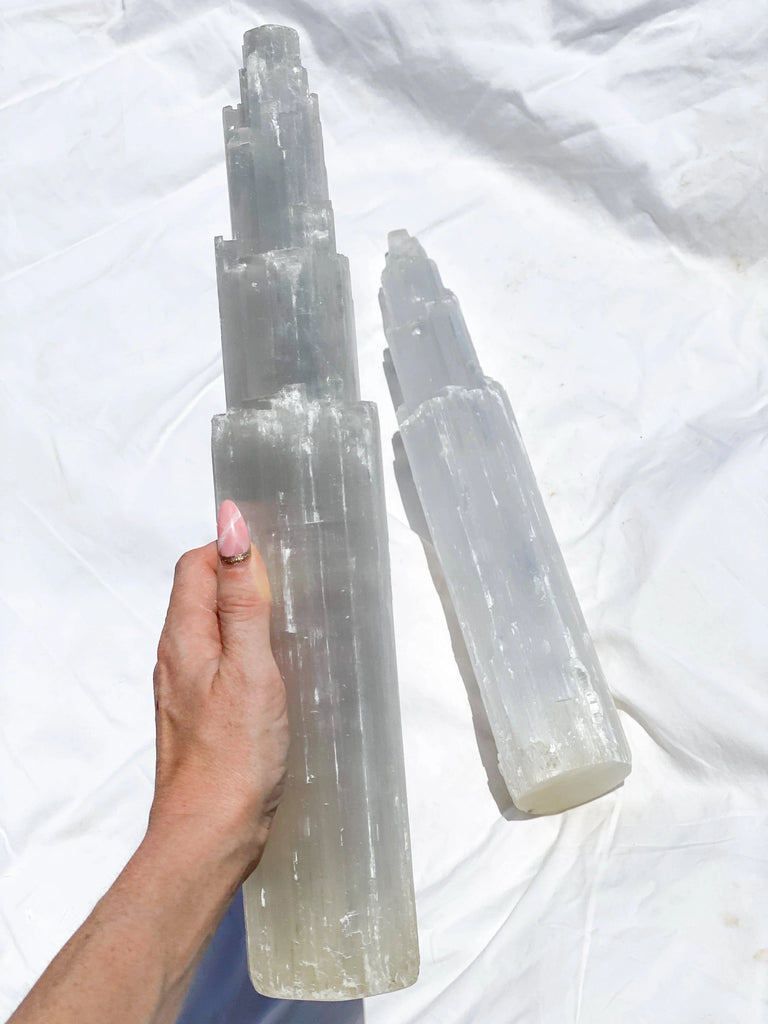 Selenite Tower Carving | Extra Large - Unearthed Crystals