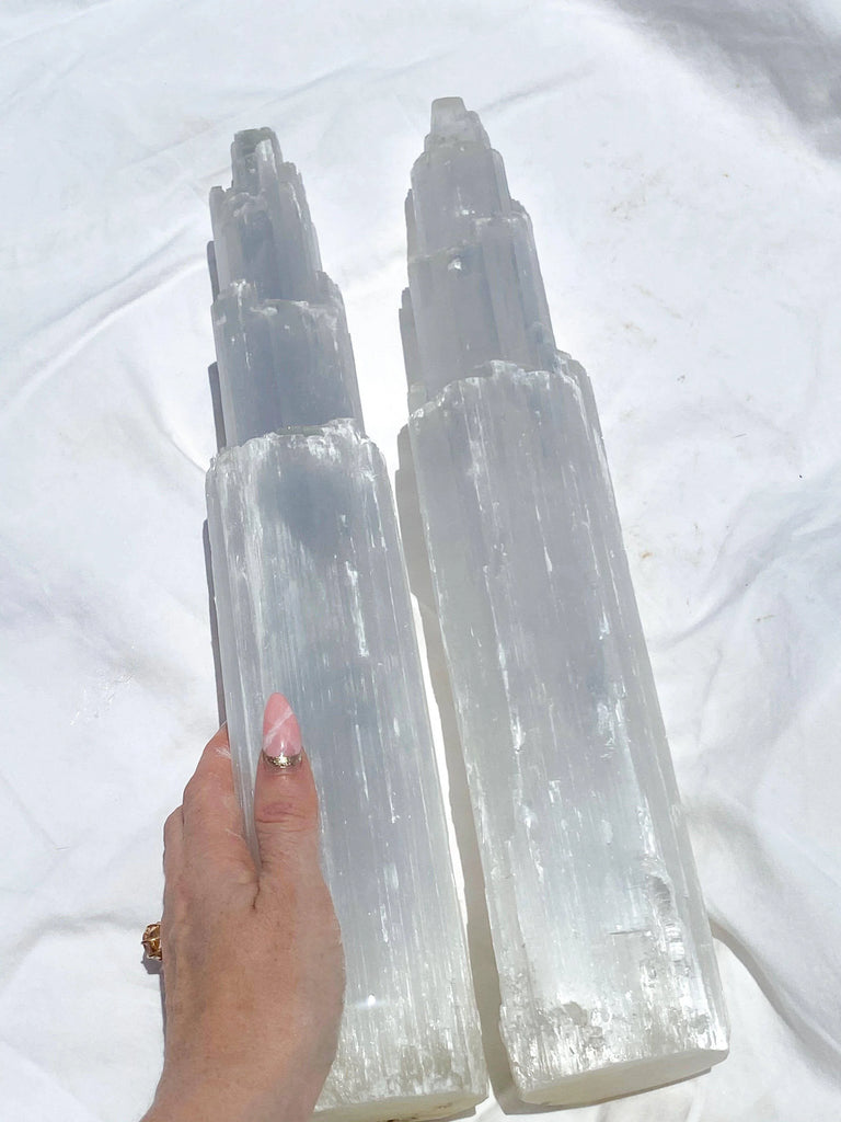 Selenite Tower Carving | Extra Large - Unearthed Crystals