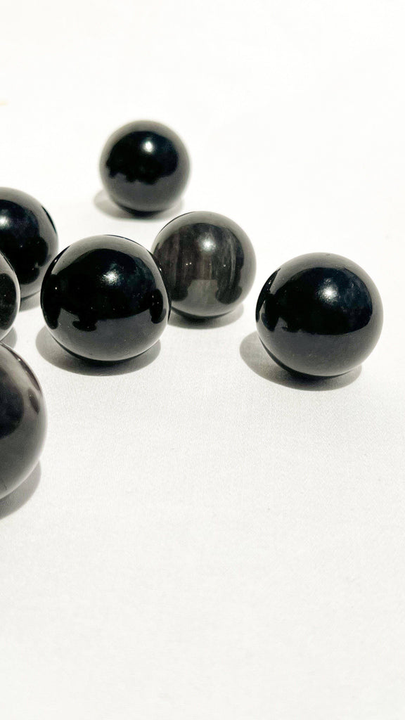 Silver Sheen Obsidian Sphere | Small - Unearthed Crystals