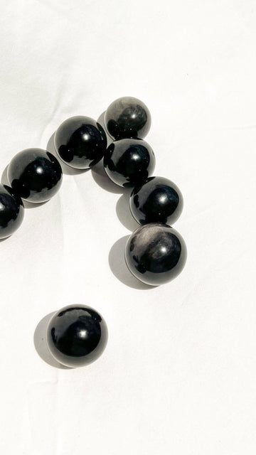 Silver Sheen Obsidian Sphere | Small - Unearthed Crystals