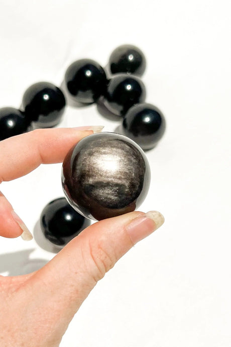 Silver Sheen Obsidian Sphere | Small - Unearthed Crystals