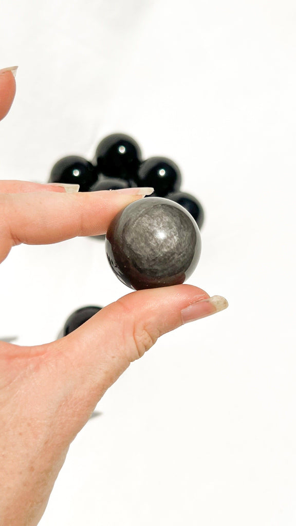 Silver Sheen Obsidian Sphere | Small - Unearthed Crystals