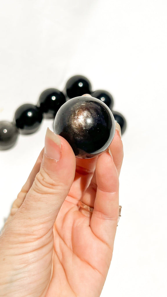 Silver Sheen Obsidian Sphere | Small - Unearthed Crystals