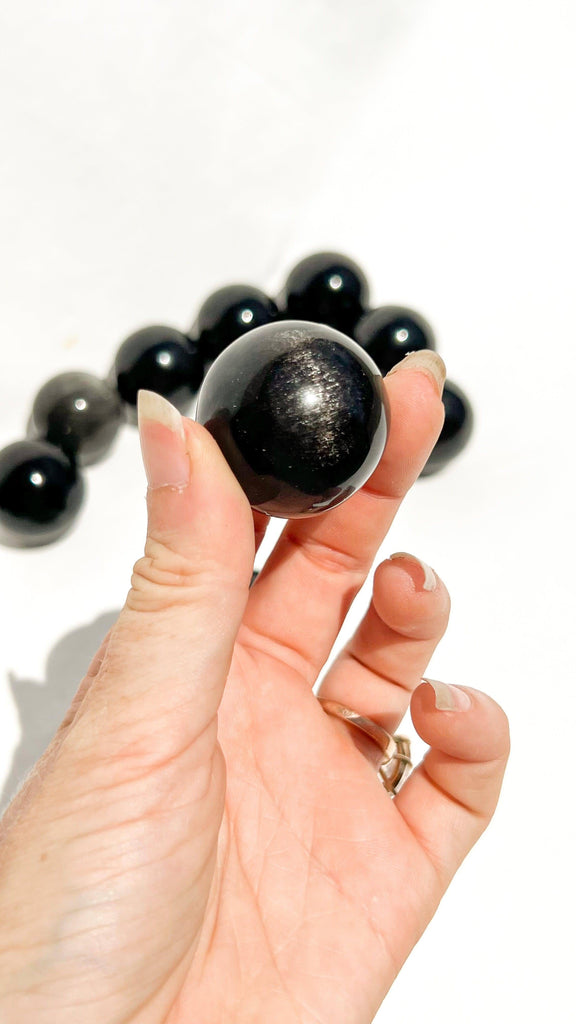 Silver Sheen Obsidian Sphere | Small - Unearthed Crystals