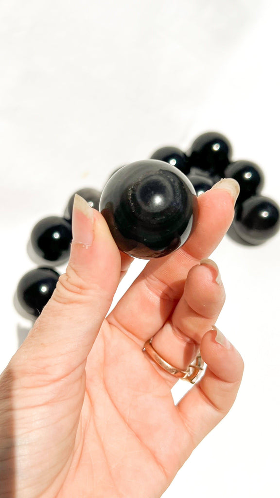 Silver Sheen Obsidian Sphere | Small - Unearthed Crystals