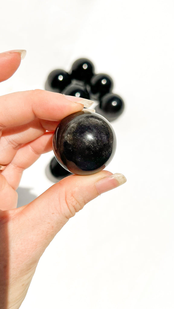 Silver Sheen Obsidian Sphere | Small - Unearthed Crystals