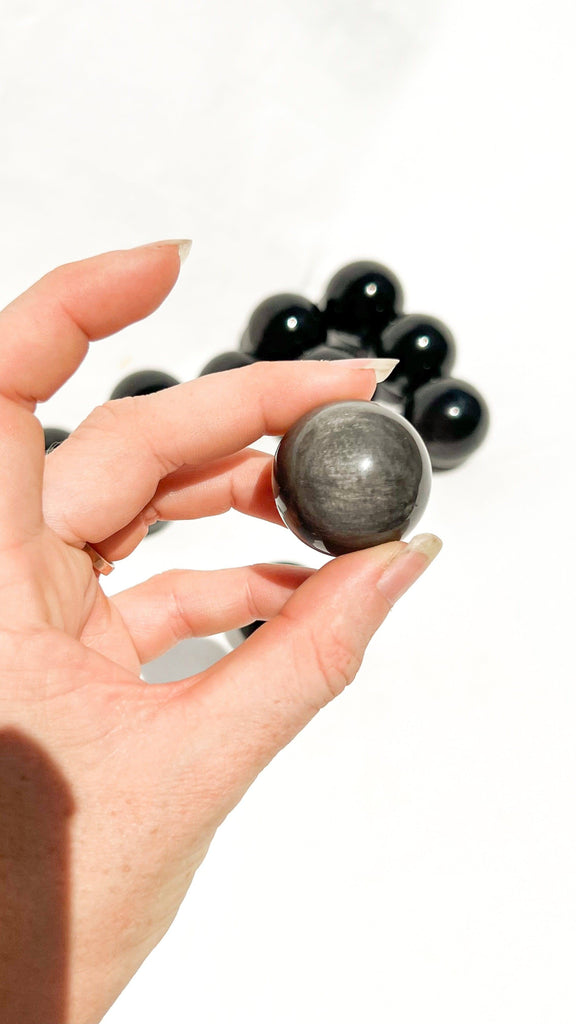 Silver Sheen Obsidian Sphere | Small - Unearthed Crystals