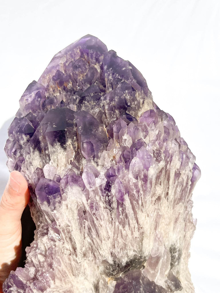 Elestial Amethyst Point with Smokey Quartz - Unearthed Crystals