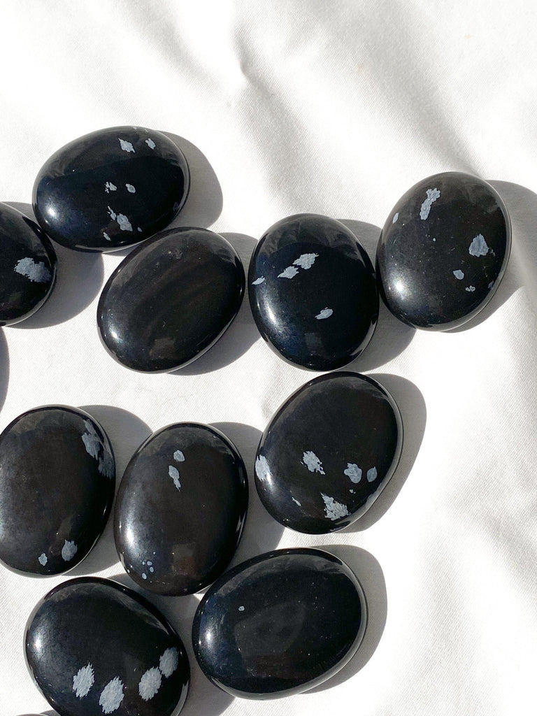 Snowflake Obsidian Pillow Palm Stone - Unearthed Crystals