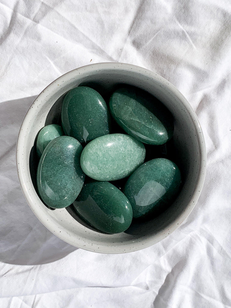 Green Aventurine Pillow Palm Stone - Unearthed Crystals