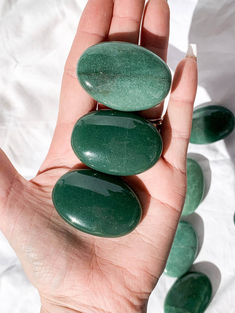 Green Aventurine Pillow Palm Stone - Unearthed Crystals