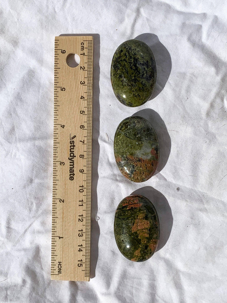 Unakite Pillow Palm Stone - Unearthed Crystals