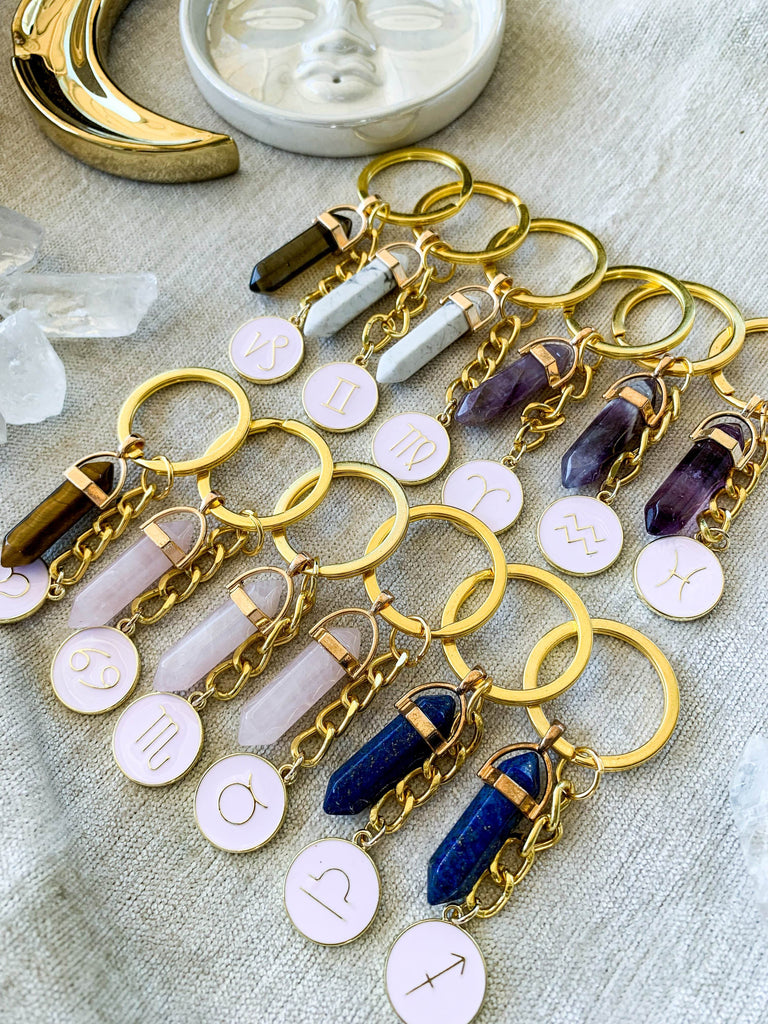 Zodiac + Stone Keyring - Unearthed Crystals