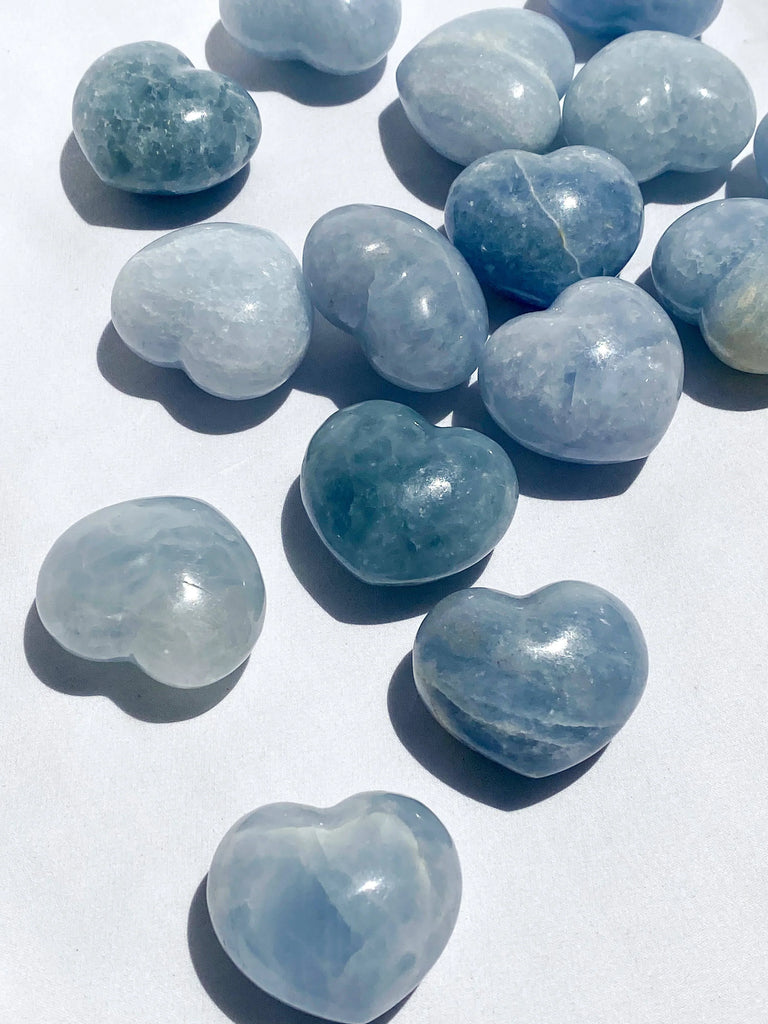Blue Calcite Puffy Heart | Large - Unearthed Crystals