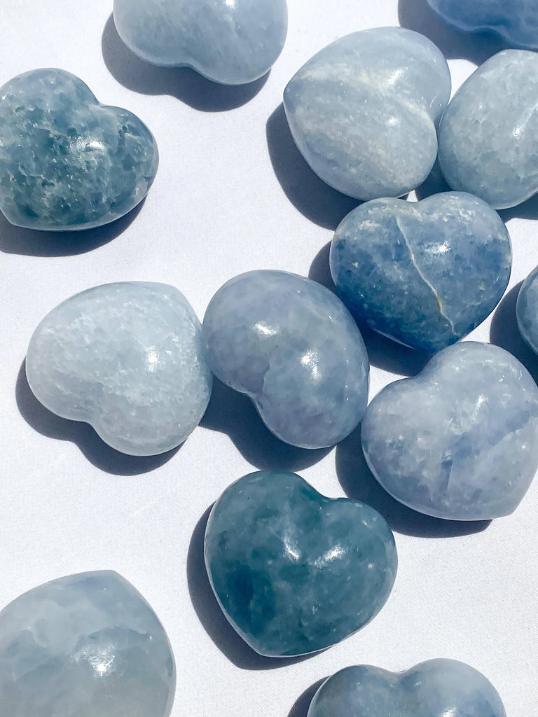 Blue Calcite Puffy Heart | Large - Unearthed Crystals