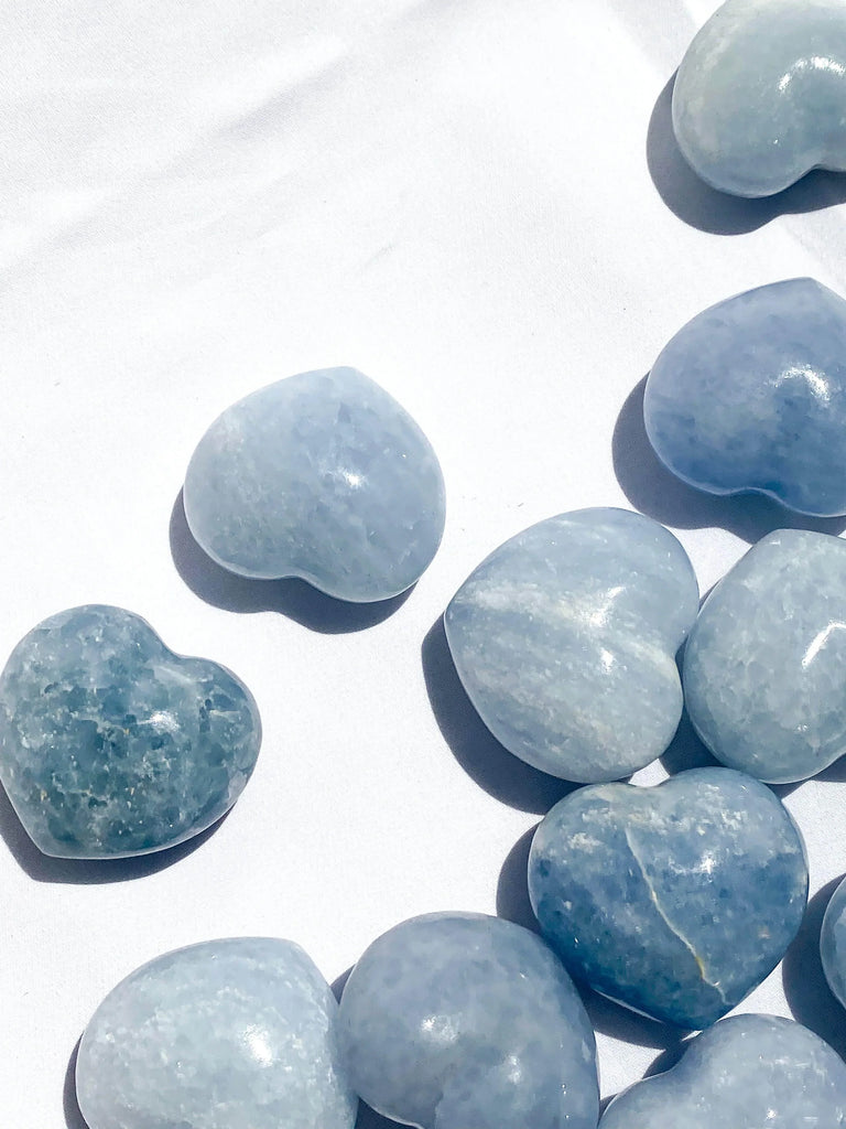 Blue Calcite Puffy Heart | Large - Unearthed Crystals