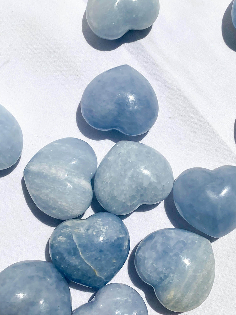Blue Calcite Puffy Heart | Large - Unearthed Crystals