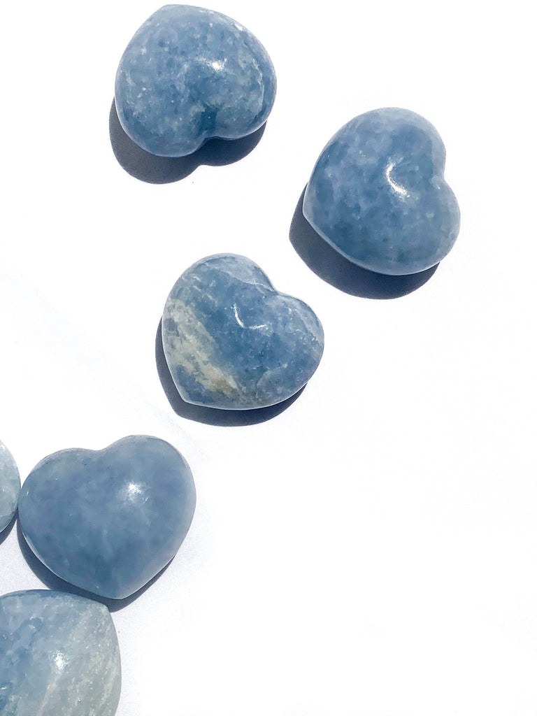 Blue Calcite Puffy Heart | Large - Unearthed Crystals