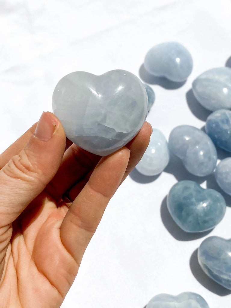 Blue Calcite Puffy Heart | Large - Unearthed Crystals