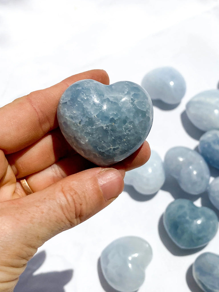 Blue Calcite Puffy Heart | Large - Unearthed Crystals