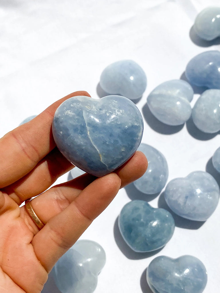 Blue Calcite Puffy Heart | Large - Unearthed Crystals
