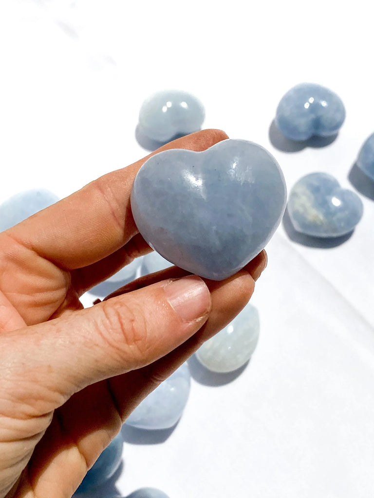 Blue Calcite Puffy Heart | Large - Unearthed Crystals