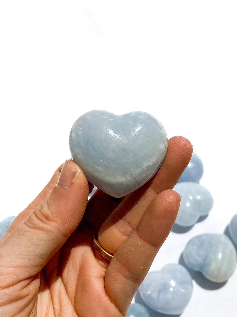 Blue Calcite Puffy Heart | Large - Unearthed Crystals