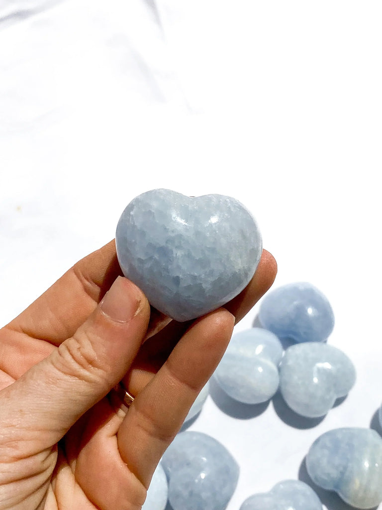 Blue Calcite Puffy Heart | Large - Unearthed Crystals