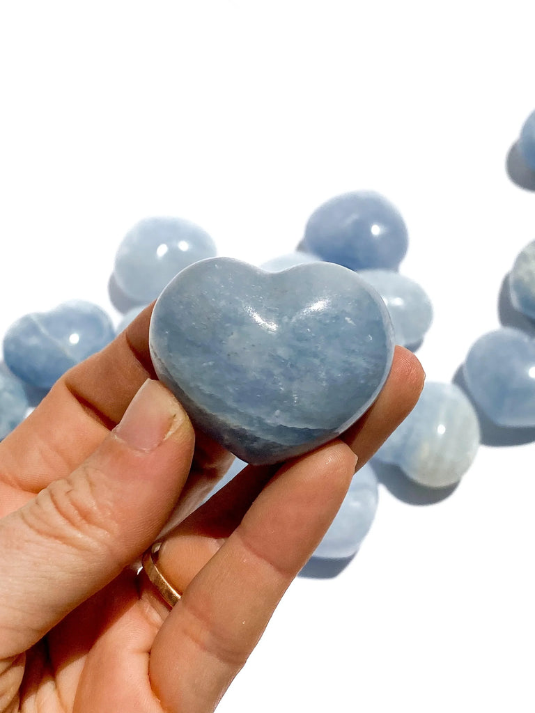 Blue Calcite Puffy Heart | Large - Unearthed Crystals