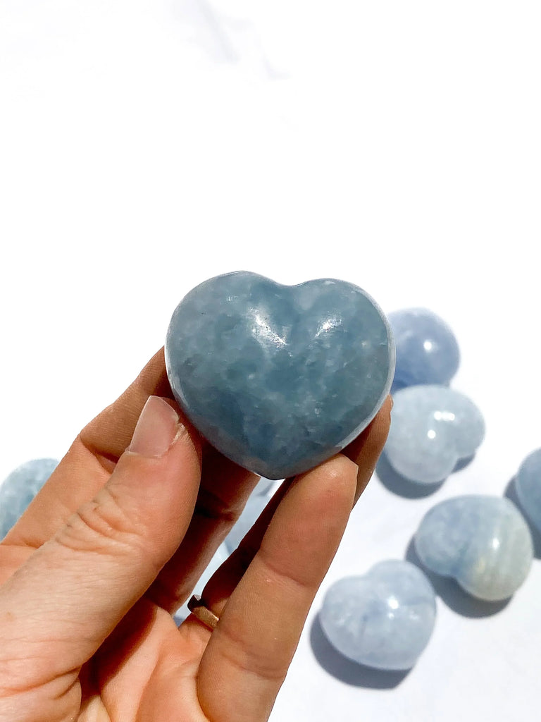 Blue Calcite Puffy Heart | Large - Unearthed Crystals