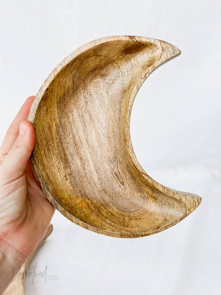 Wooden Bowl | Crescent Moon | Small - Unearthed Crystals