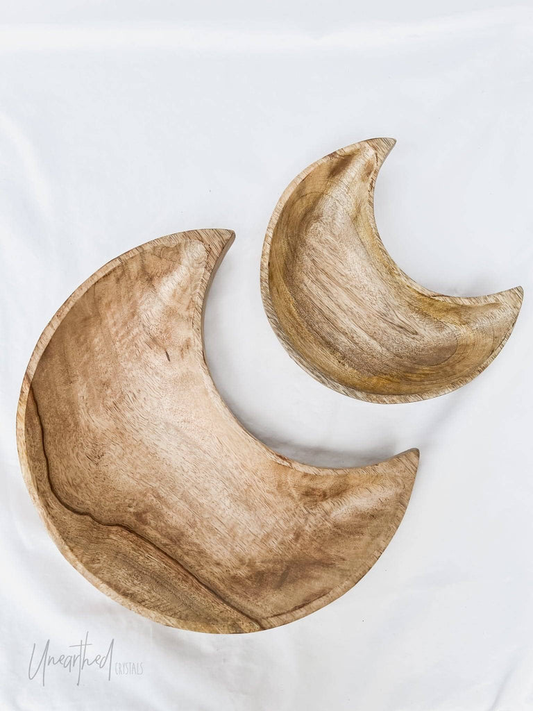 Wooden Bowl | Crescent Moon | Large - Unearthed Crystals