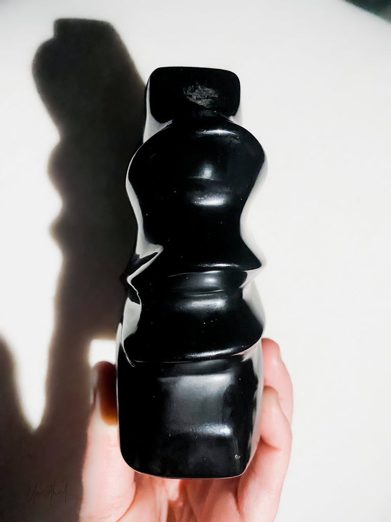 Rainbow Obsidian Flame Carving - Unearthed Crystals