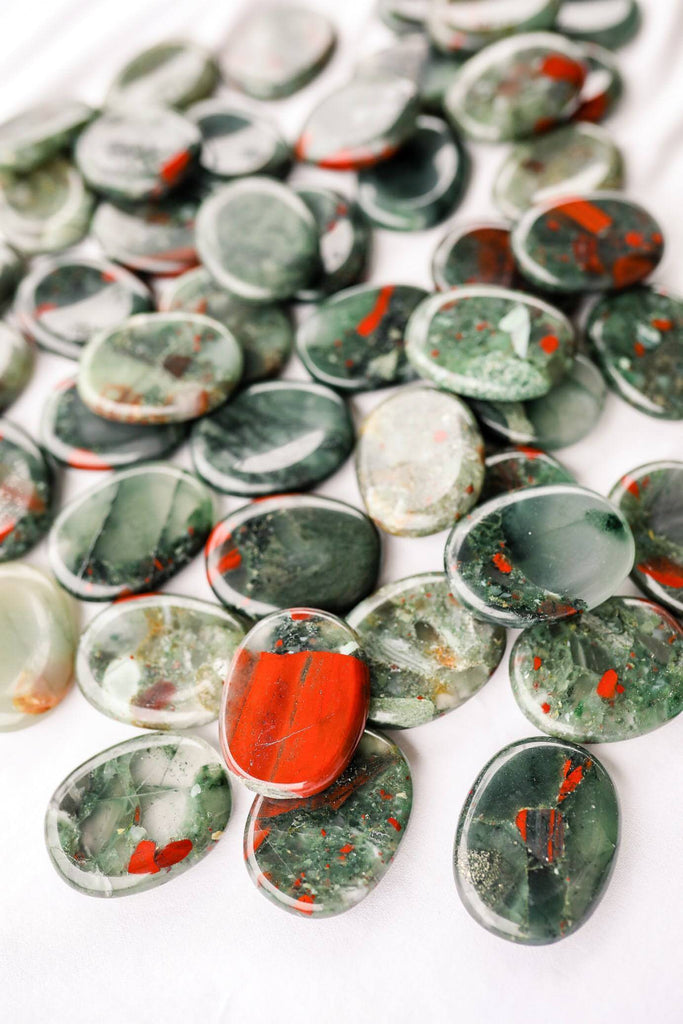 Bloodstone Jasper Worry Stone - Unearthed Crystals