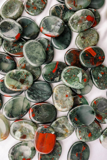 Bloodstone Jasper Worry Stone - Unearthed Crystals